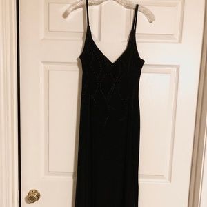 Sexy, slinky,  black velvet slip dress, maxi, vintage Rampage, junior large